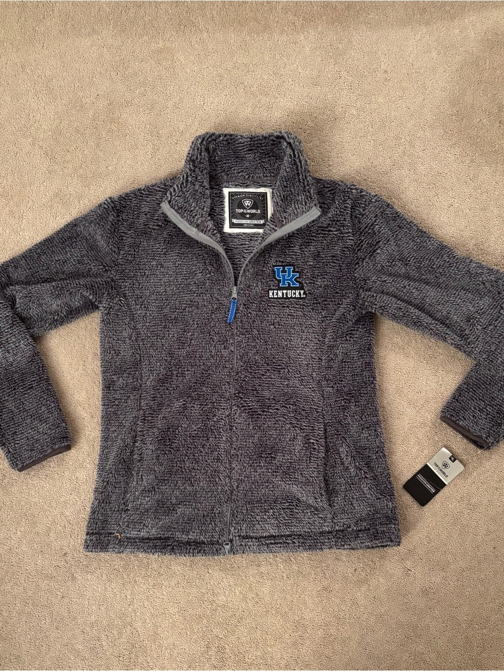 University of Kentucky UK Sherpa Fleece Quarter Zip Jacket Size M Gray